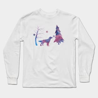 English Setter Winter Art With Snowflakes Long Sleeve T-Shirt